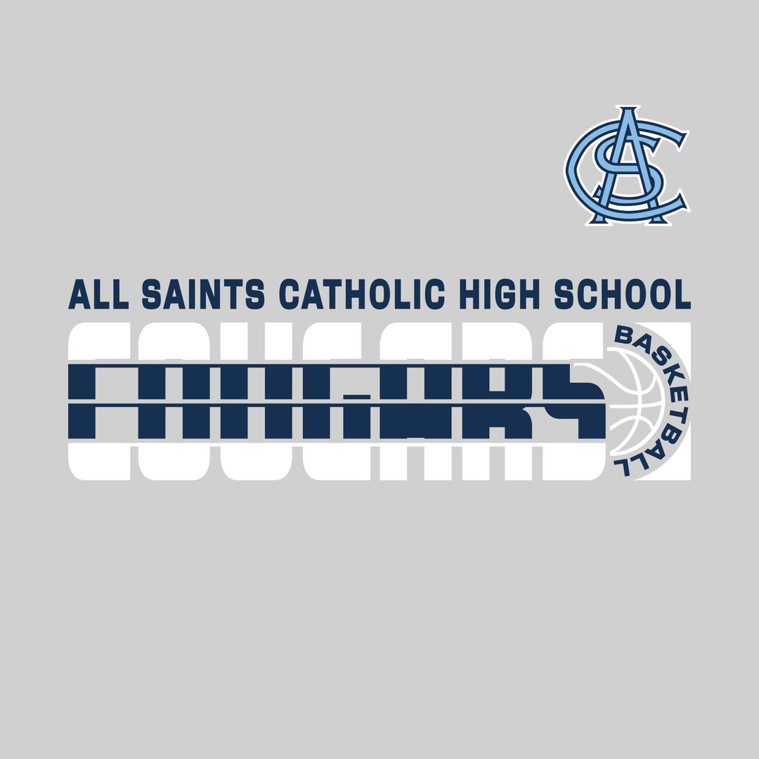 All Saints Cougars - Basketball - Striped Mascot Name with Basketball Grooves
