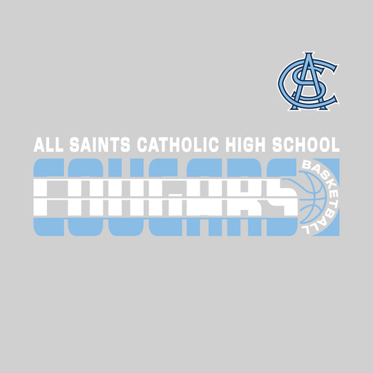 All Saints Cougars - Basketball - Striped Mascot Name with Basketball Grooves