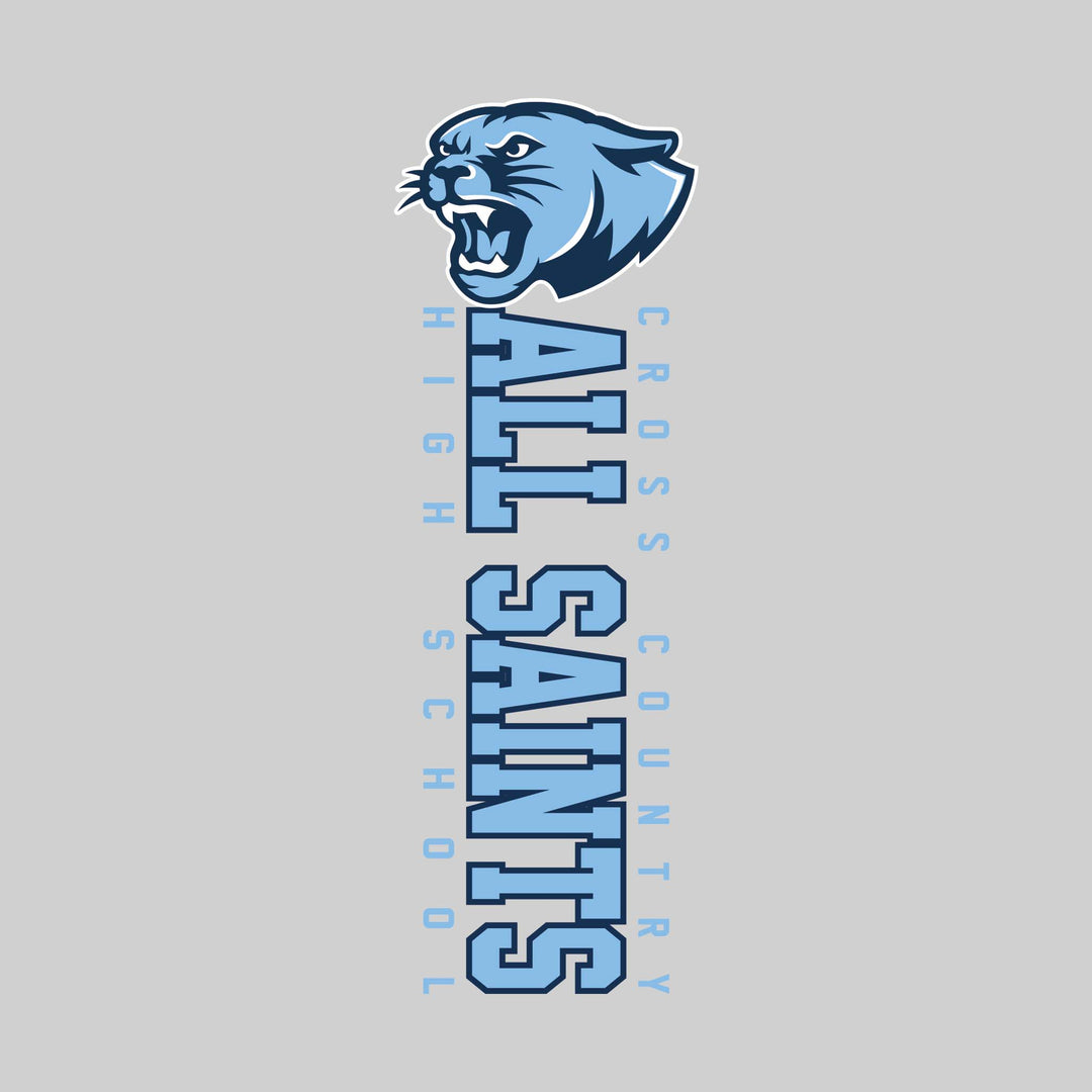 All Saints Cougars - Cross Country - Vertical School Name with Upper Mascot