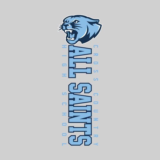 All Saints Cougars - Cross Country - Vertical School Name with Upper Mascot