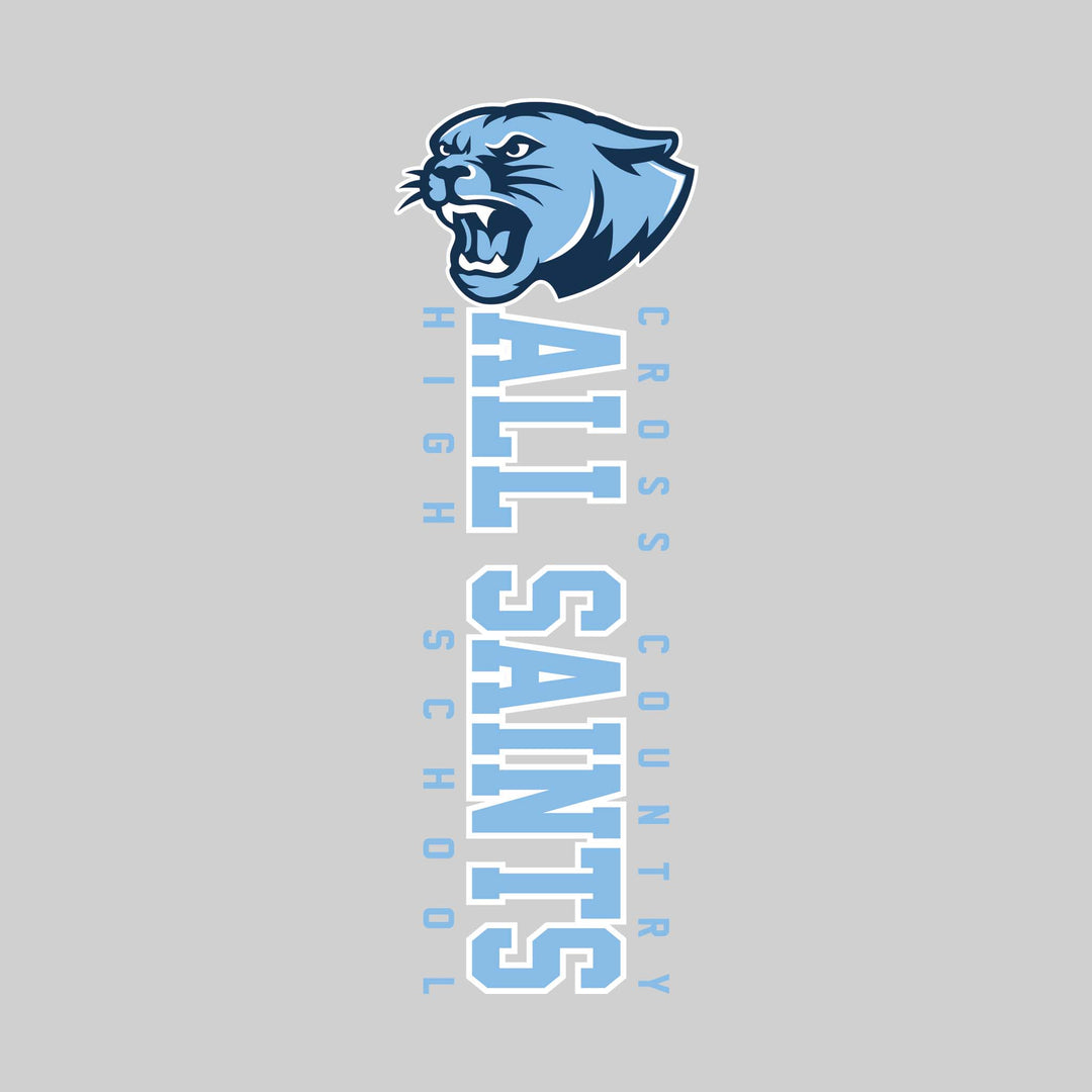 All Saints Cougars - Cross Country - Vertical School Name with Upper Mascot