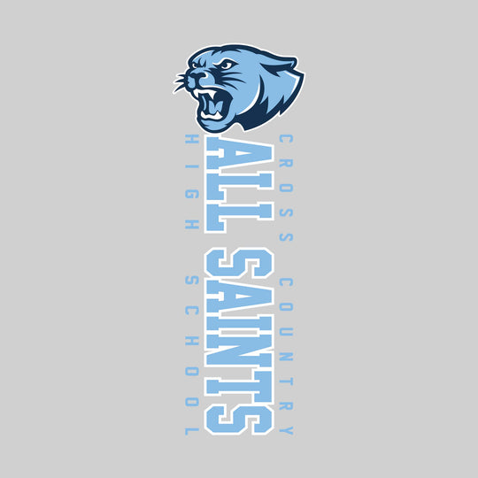 All Saints Cougars - Cross Country - Vertical School Name with Upper Mascot