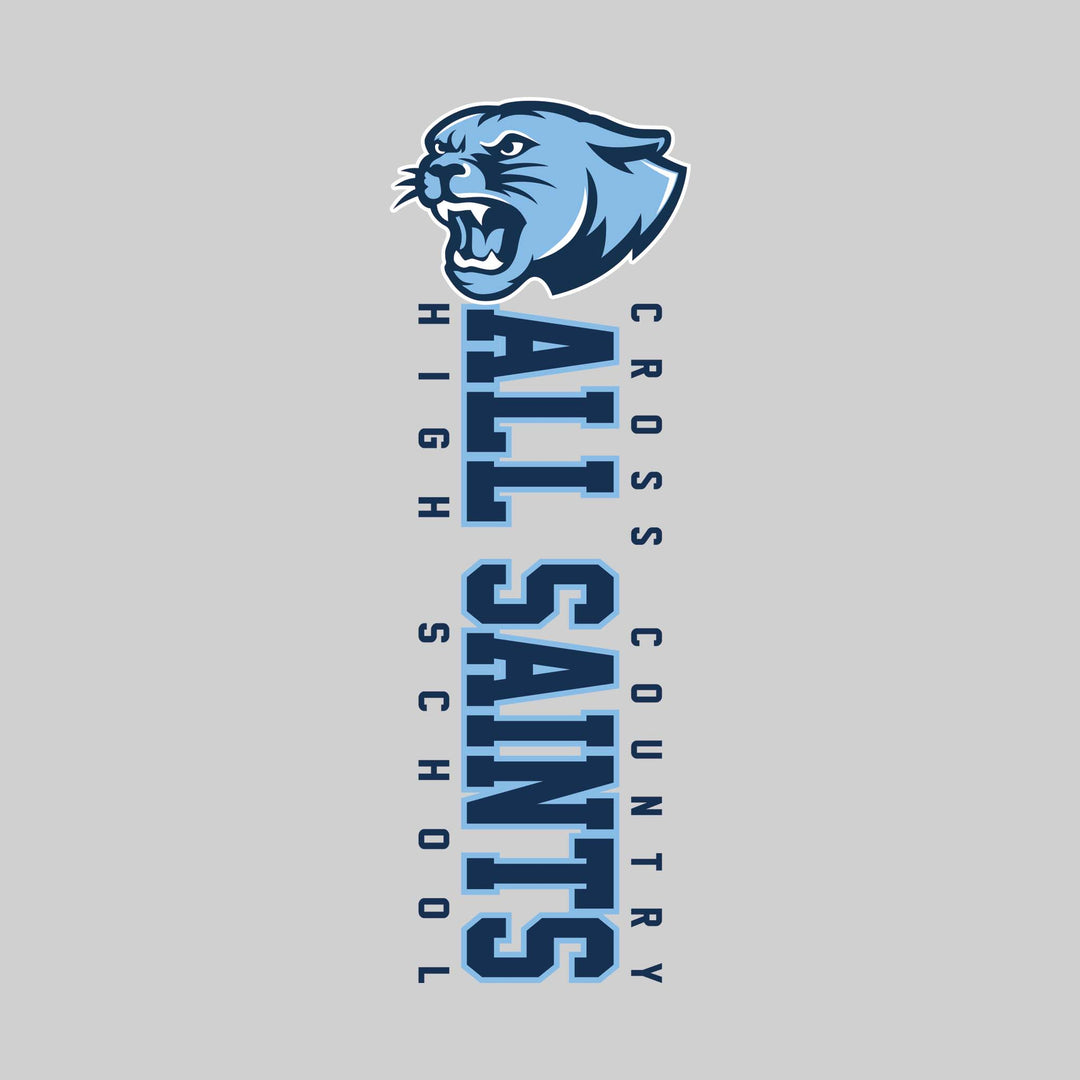 All Saints Cougars - Cross Country - Vertical School Name with Upper Mascot