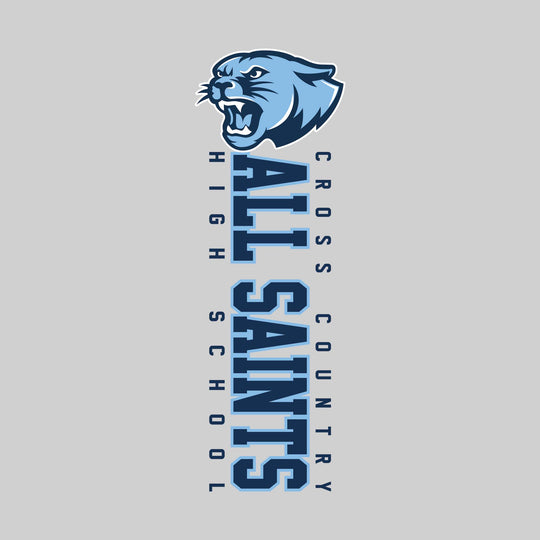All Saints Cougars - Cross Country - Vertical School Name with Upper Mascot