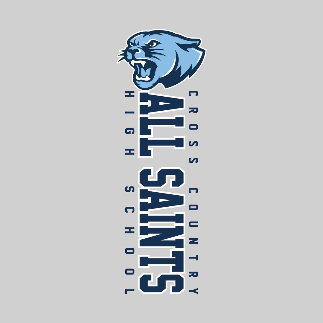 All Saints Cougars - Cross Country - Vertical School Name with Upper Mascot