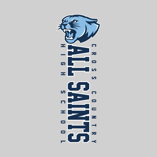 All Saints Cougars - Cross Country - Vertical School Name with Upper Mascot
