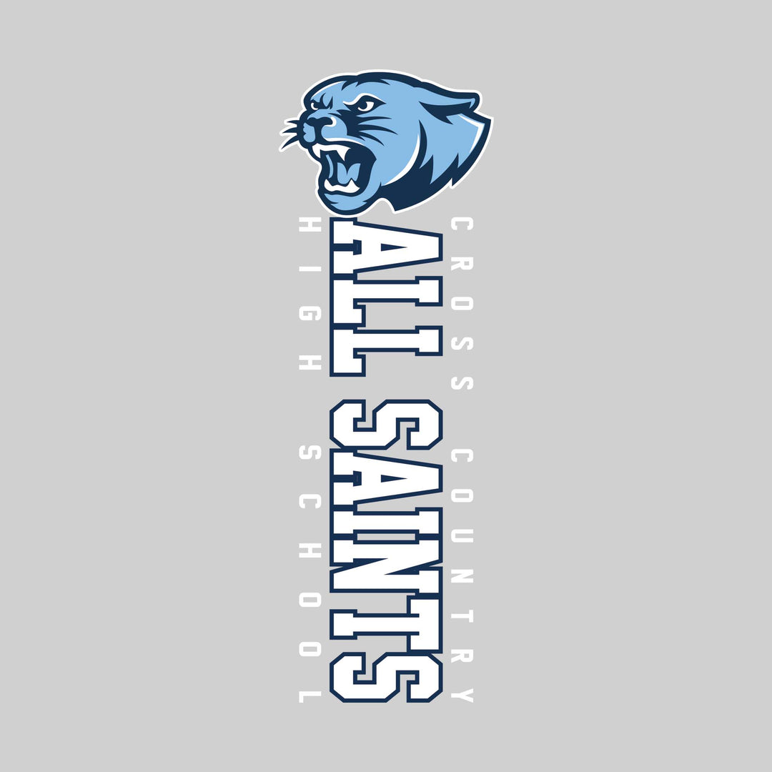 All Saints Cougars - Cross Country - Vertical School Name with Upper Mascot