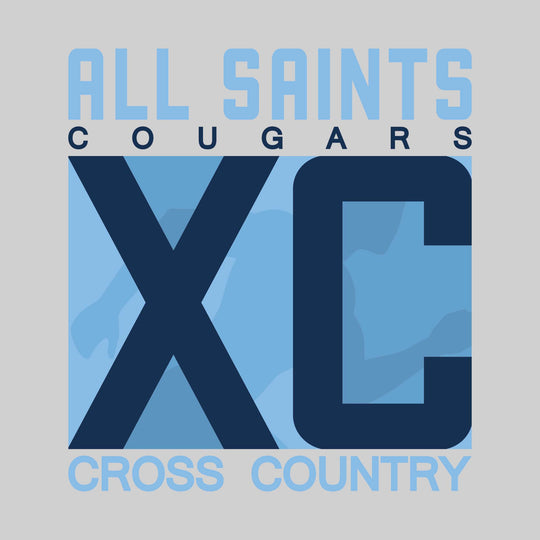 All Saints Cougars - Cross Country - XC with Runner Silhouette
