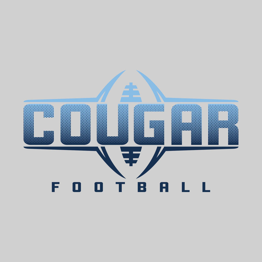 All Saints Cougars - Football - Football Shape Bracketing Mascot Name with Hex Pattern