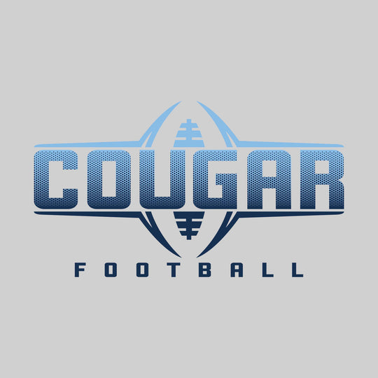 All Saints Cougars - Football - Football Shape Bracketing Mascot Name with Hex Pattern