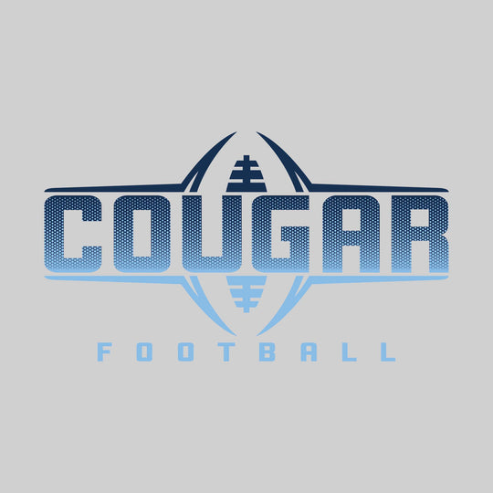 All Saints Cougars - Football - Football Shape Bracketing Mascot Name with Hex Pattern