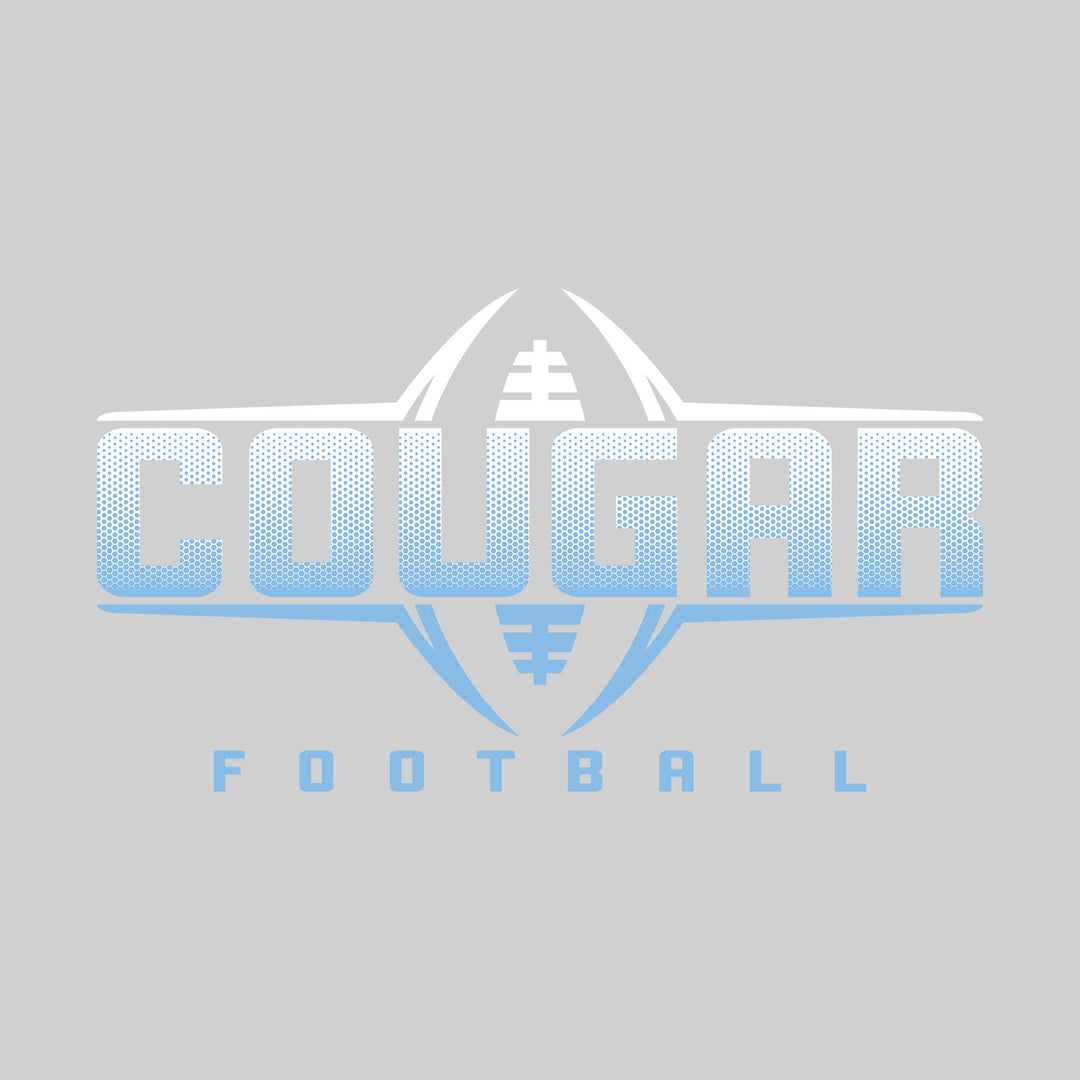 All Saints Cougars - Football - Football Shape Bracketing Mascot Name with Hex Pattern