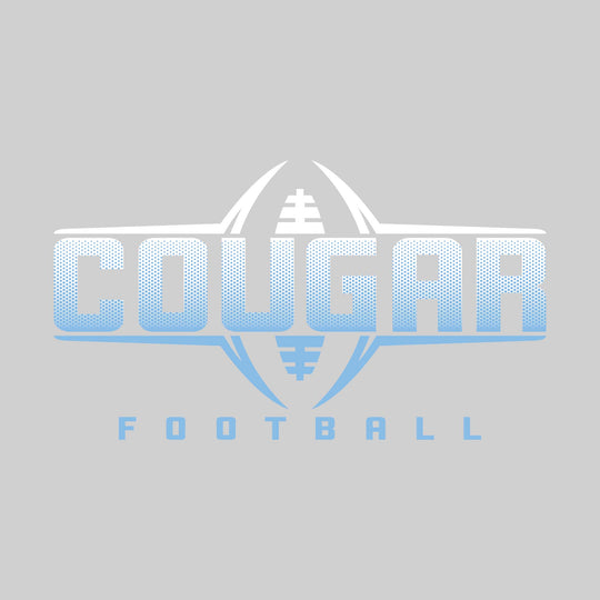 All Saints Cougars - Football - Football Shape Bracketing Mascot Name with Hex Pattern