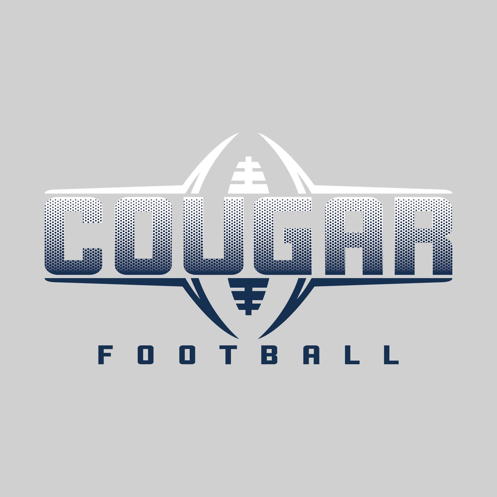 All Saints Cougars - Football - Football Shape Bracketing Mascot Name with Hex Pattern