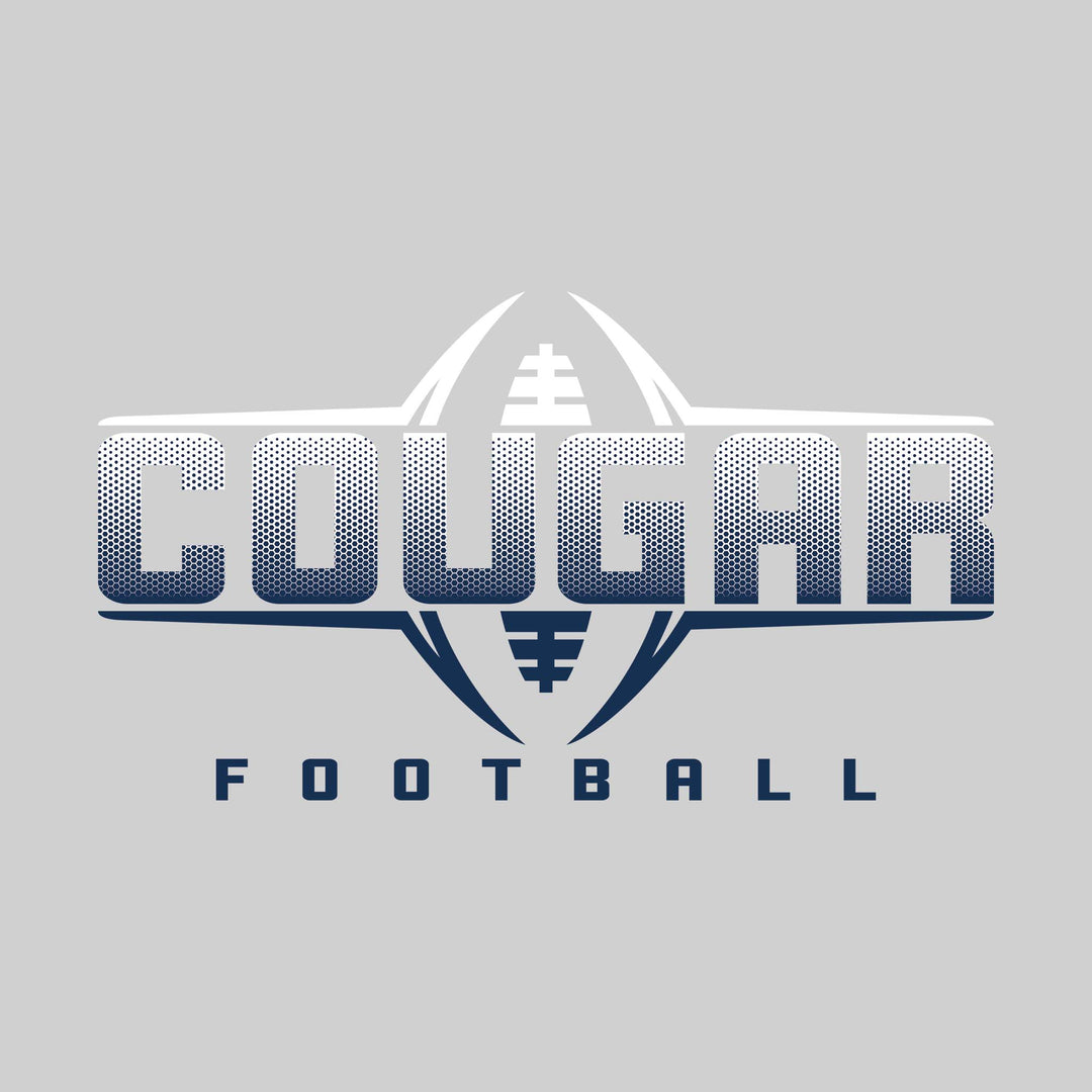 All Saints Cougars - Football - Football Shape Bracketing Mascot Name with Hex Pattern