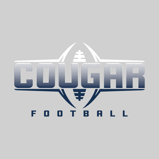 All Saints Cougars - Football - Football Shape Bracketing Mascot Name with Hex Pattern