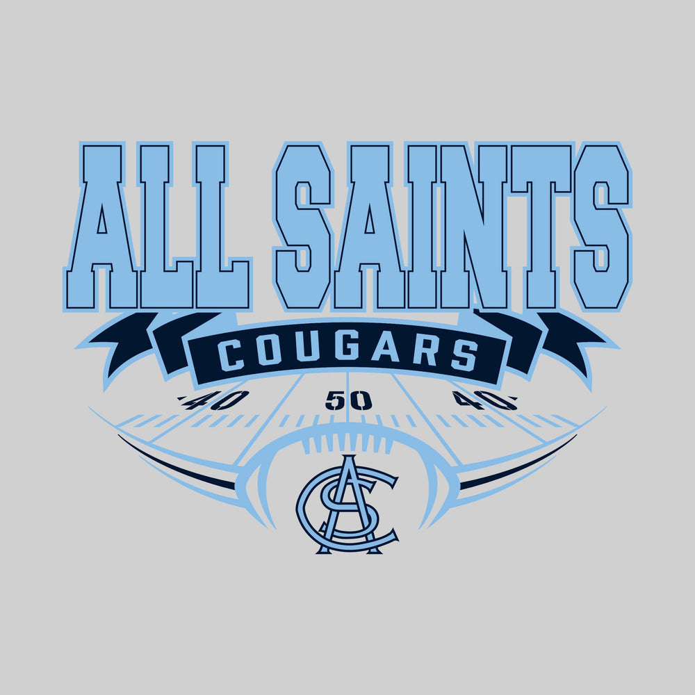 All Saints Cougars - Football - School Name with Banner & Yard Lines