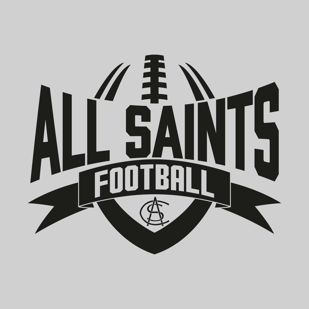 All Saints Cougars - Football - School Name with Football Shape and Banner