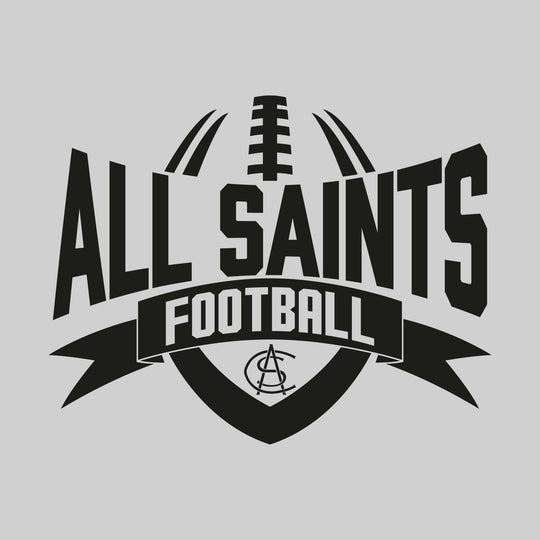 All Saints Cougars - Football - School Name with Football Shape and Banner