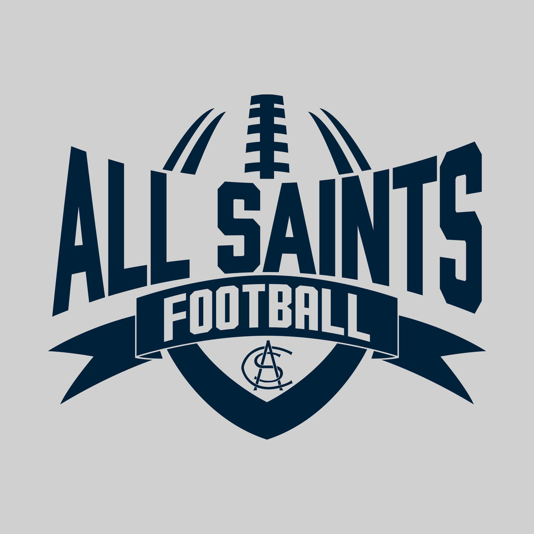 All Saints Cougars - Football - School Name with Football Shape and Banner