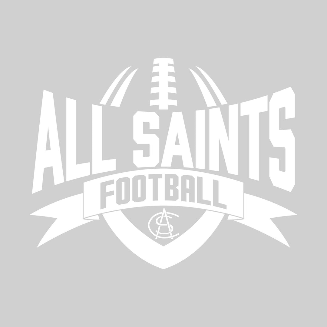 All Saints Cougars - Football - School Name with Football Shape and Banner