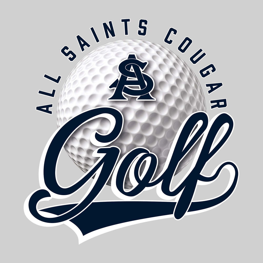 All Saints Cougars - Golf - Arched School Name Over Golf Ball