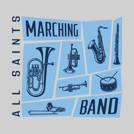All Saints Cougars - Marching Band - Instrument Collage with School Name