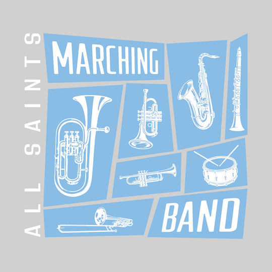 All Saints Cougars - Marching Band - Instrument Collage with School Name