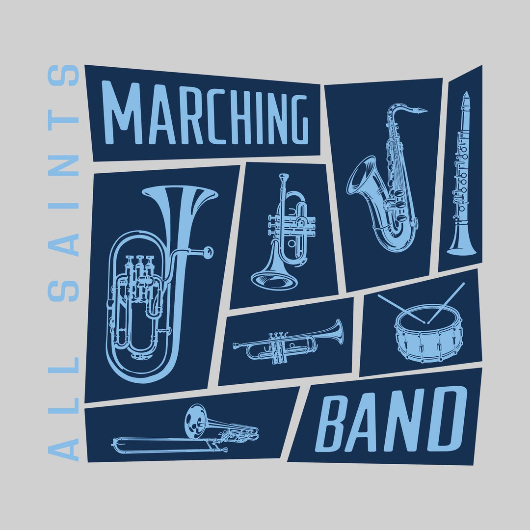 All Saints Cougars - Marching Band - Instrument Collage with School Name
