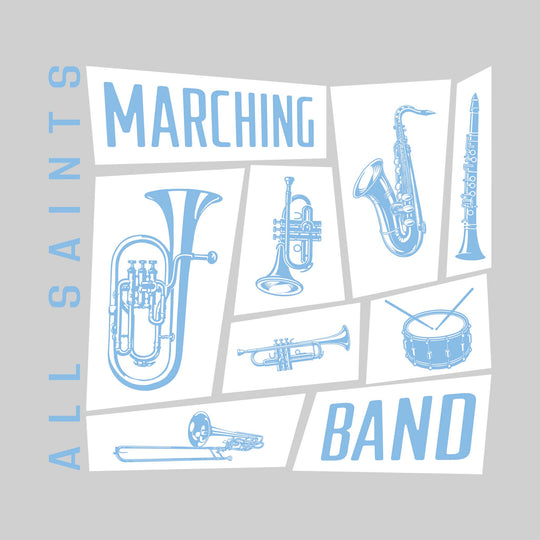 All Saints Cougars - Marching Band - Instrument Collage with School Name
