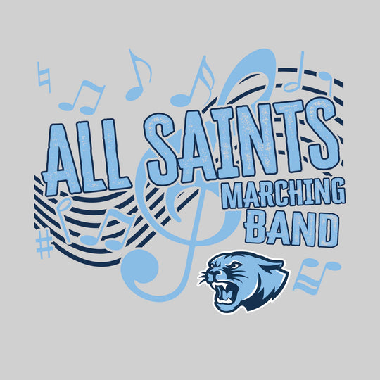 All Saints Cougars - Marching Band - School Name with Treble Clef &amp; Music Notes