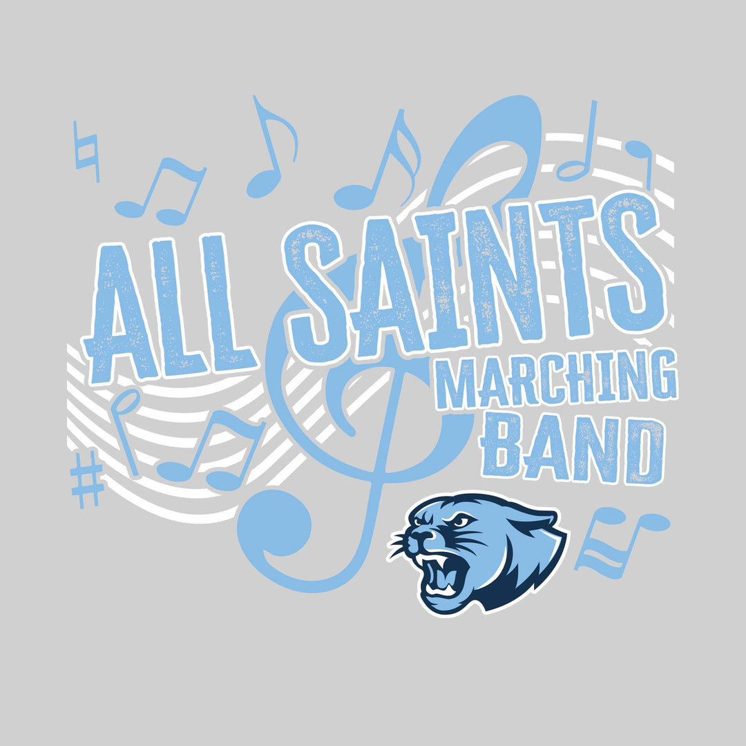 All Saints Cougars - Marching Band - School Name with Treble Clef &amp; Music Notes