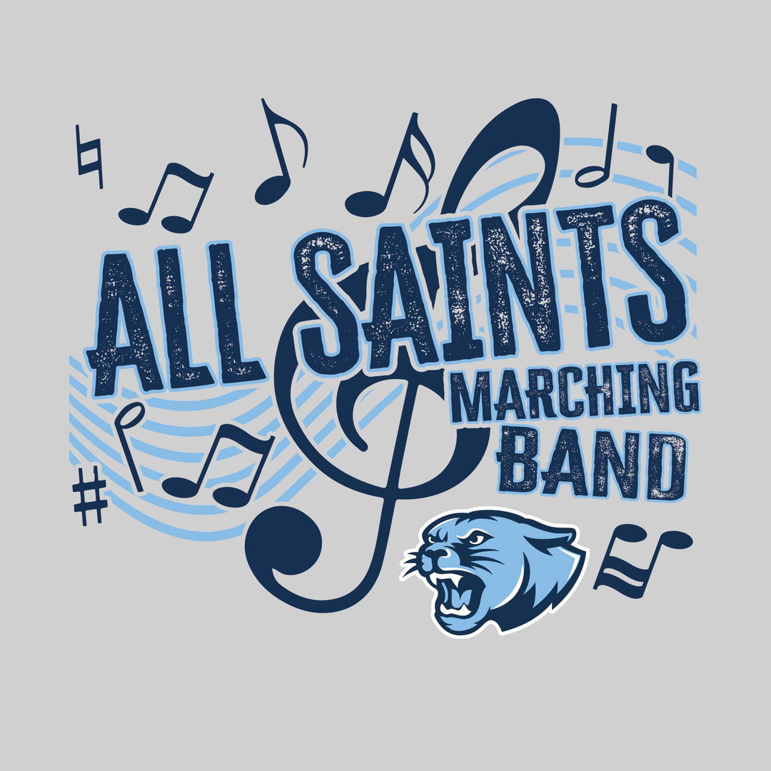 All Saints Cougars - Marching Band - School Name with Treble Clef &amp; Music Notes