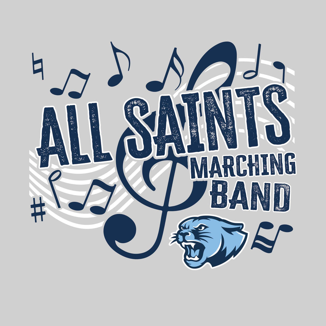 All Saints Cougars - Marching Band - School Name with Treble Clef &amp; Music Notes