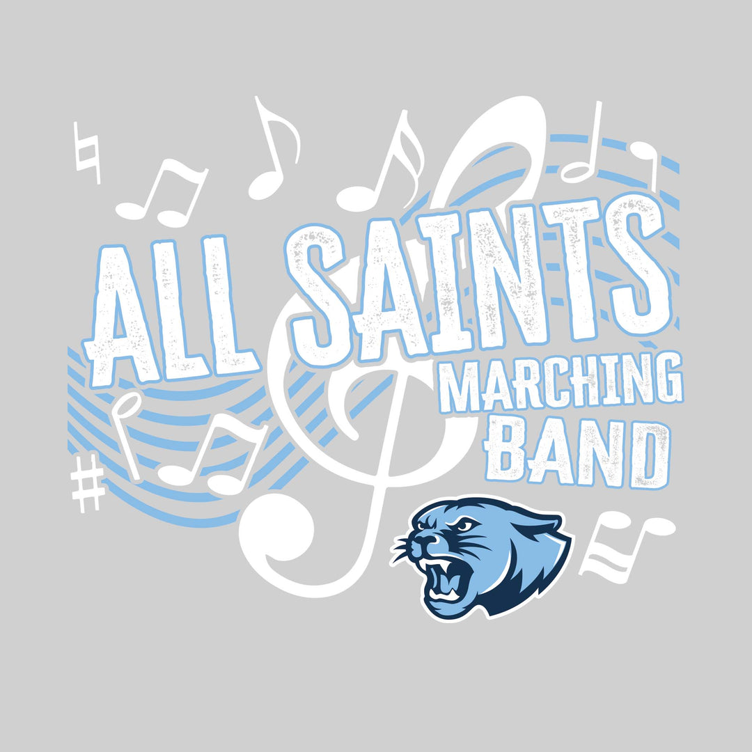 All Saints Cougars - Marching Band - School Name with Treble Clef &amp; Music Notes