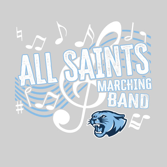All Saints Cougars - Marching Band - School Name with Treble Clef &amp; Music Notes