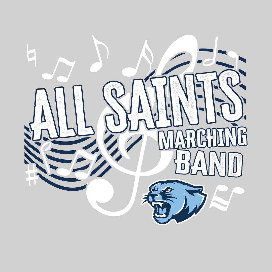 All Saints Cougars - Marching Band - School Name with Treble Clef &amp; Music Notes