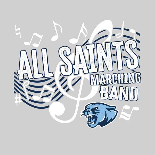 All Saints Cougars - Marching Band - School Name with Treble Clef &amp; Music Notes