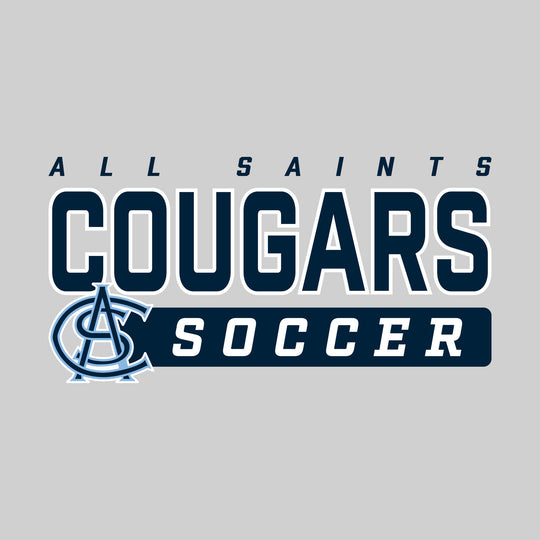 All Saints Cougars - Soccer - Outlined Mascot Name with Mascot &amp; Soccer