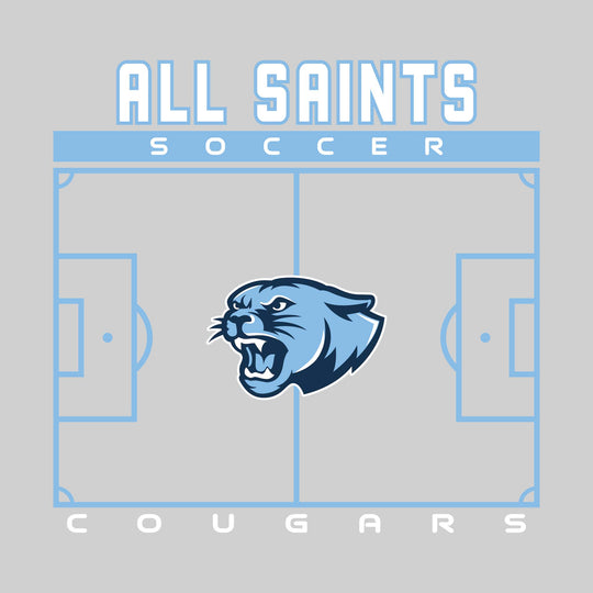 All Saints Cougars - Soccer - Pitch Lines with School Name &amp; Mascot
