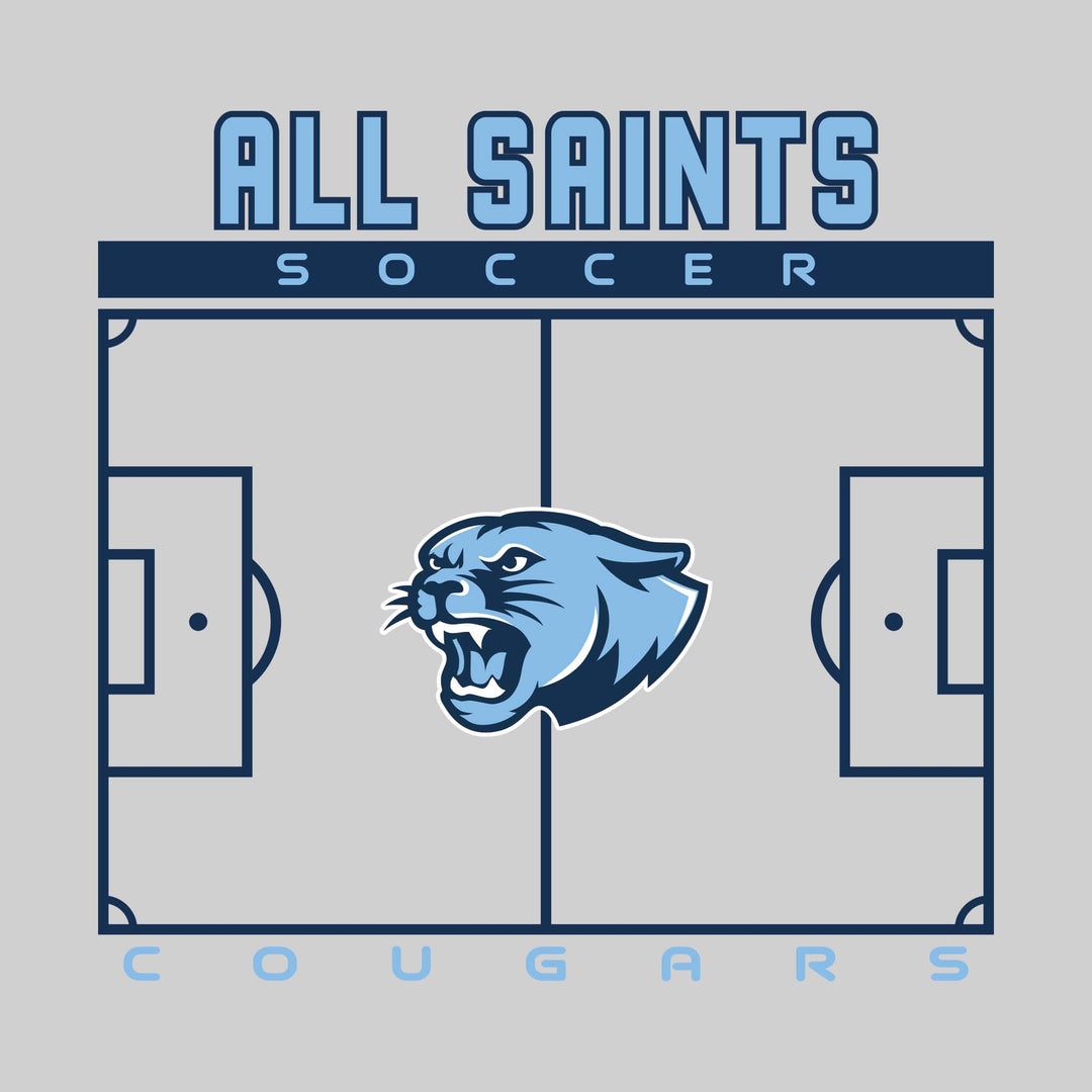 All Saints Cougars - Soccer - Pitch Lines with School Name &amp; Mascot