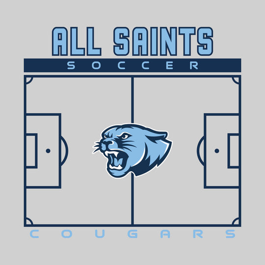 All Saints Cougars - Soccer - Pitch Lines with School Name &amp; Mascot