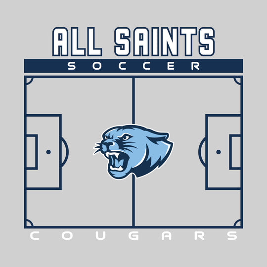 All Saints Cougars - Soccer - Pitch Lines with School Name &amp; Mascot