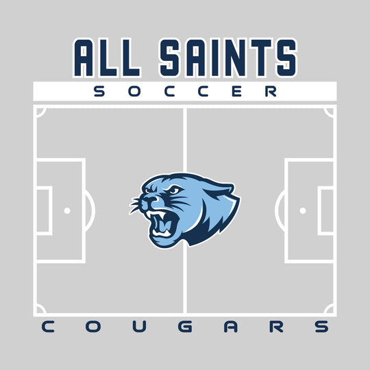 All Saints Cougars - Soccer - Pitch Lines with School Name &amp; Mascot