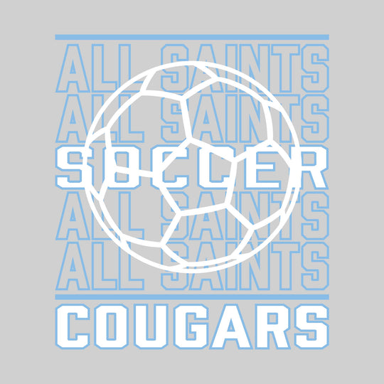 All Saints Cougars - Soccer - Repeated School Name with Soccer Ball Outline
