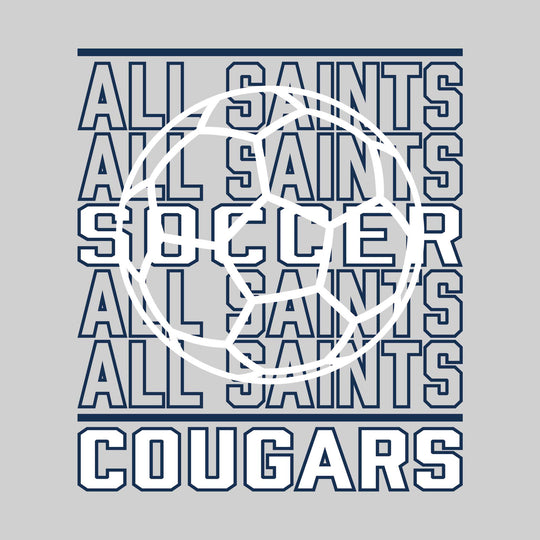All Saints Cougars - Soccer - Repeated School Name with Soccer Ball Outline