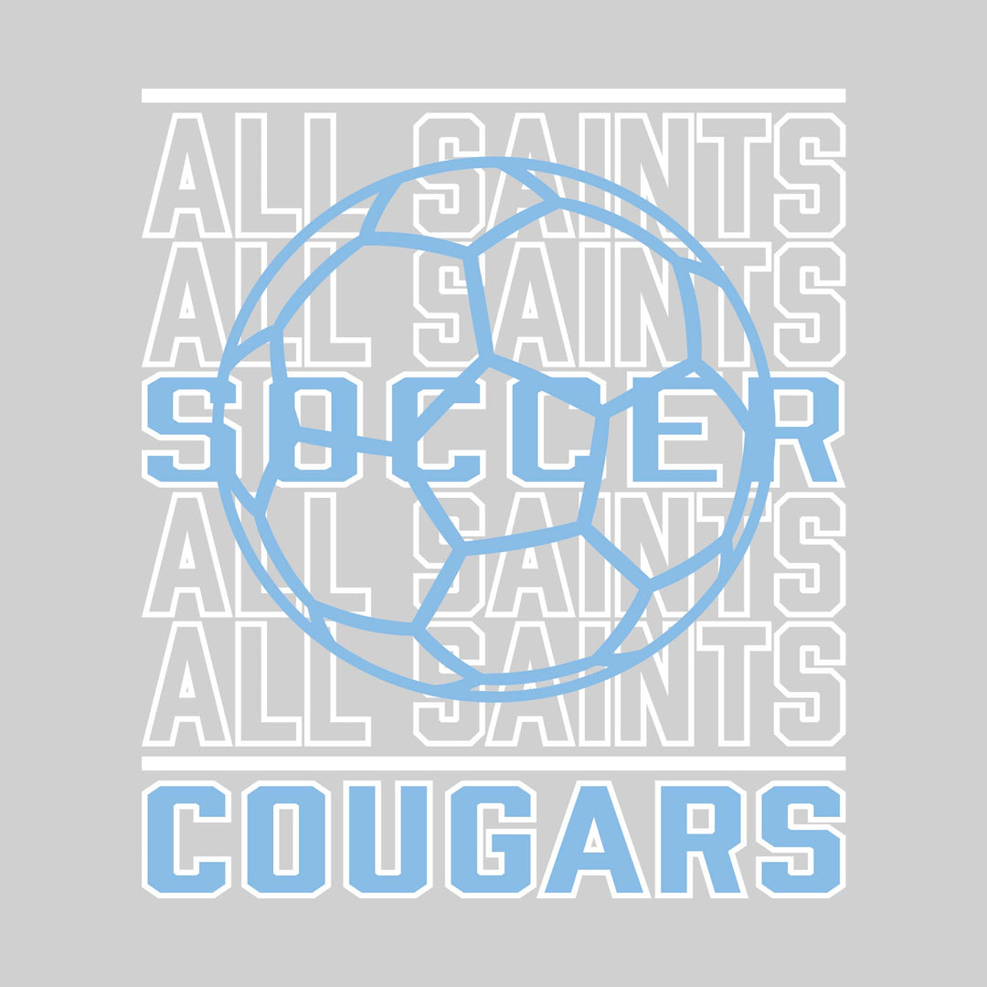 All Saints Cougars - Soccer - Repeated School Name with Soccer Ball Outline