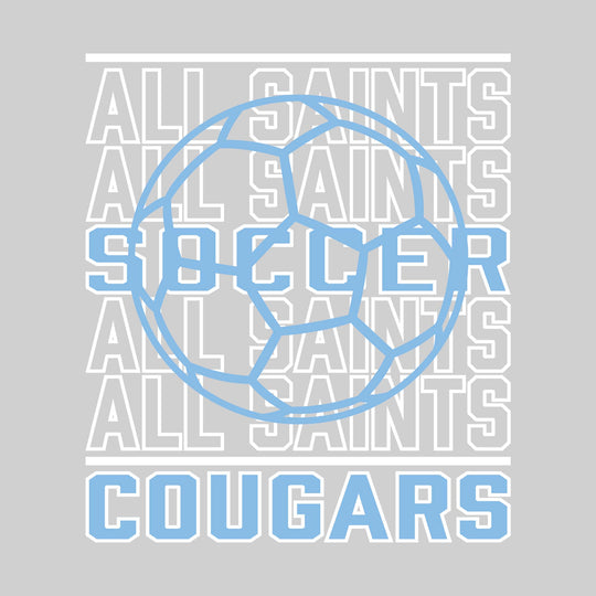 All Saints Cougars - Soccer - Repeated School Name with Soccer Ball Outline
