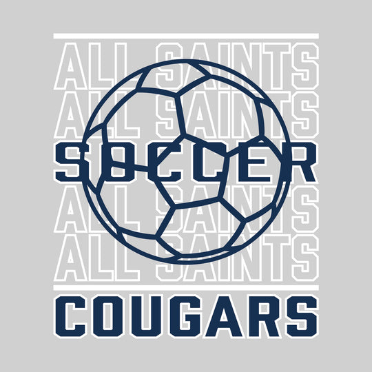 All Saints Cougars - Soccer - Repeated School Name with Soccer Ball Outline