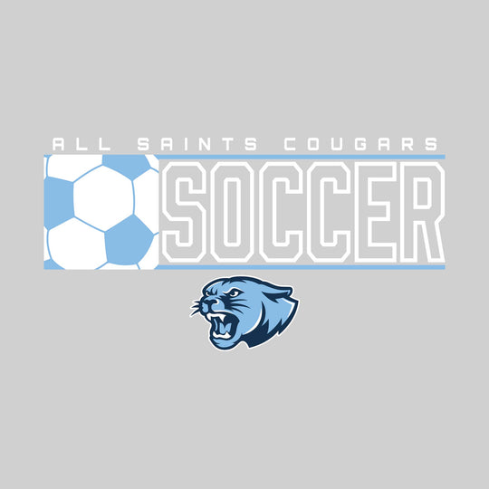 All Saints Cougars - Soccer - School Name with Squared Soccer Ball &amp; Mascot